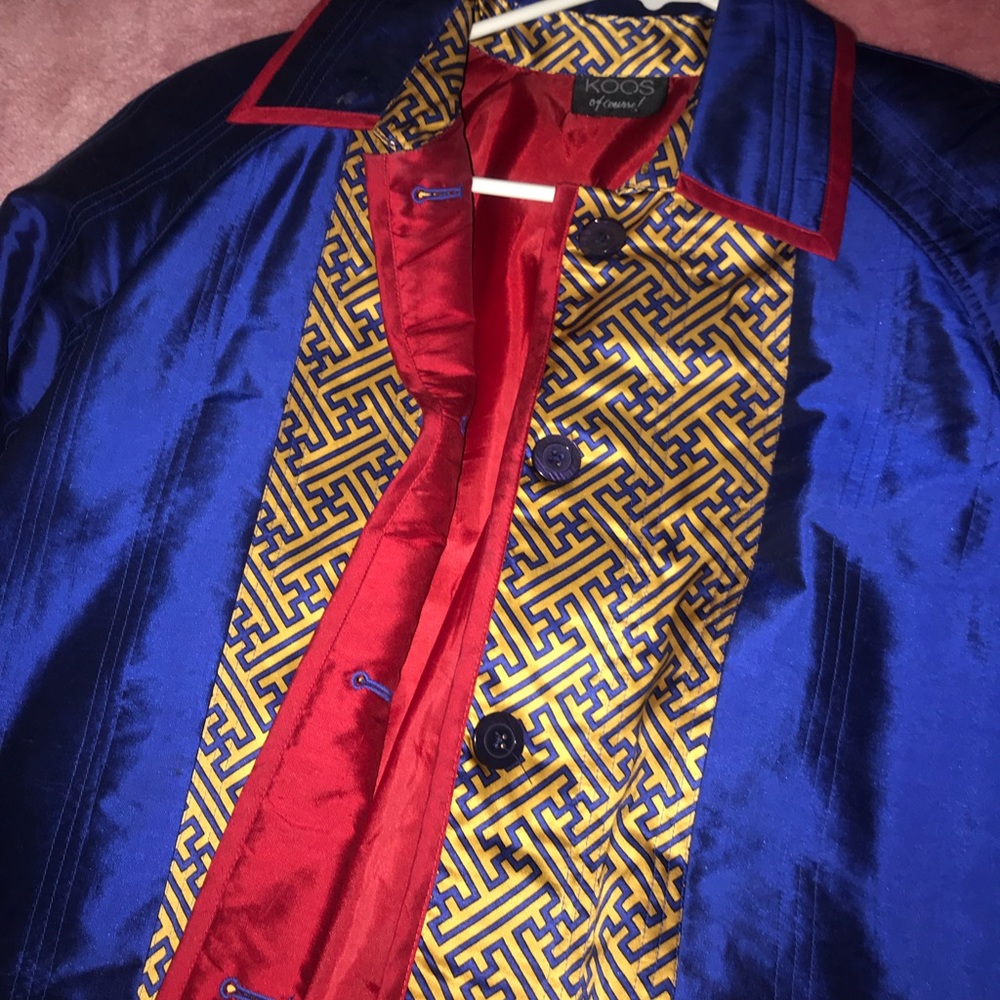 Vintage blue jacket with red interior